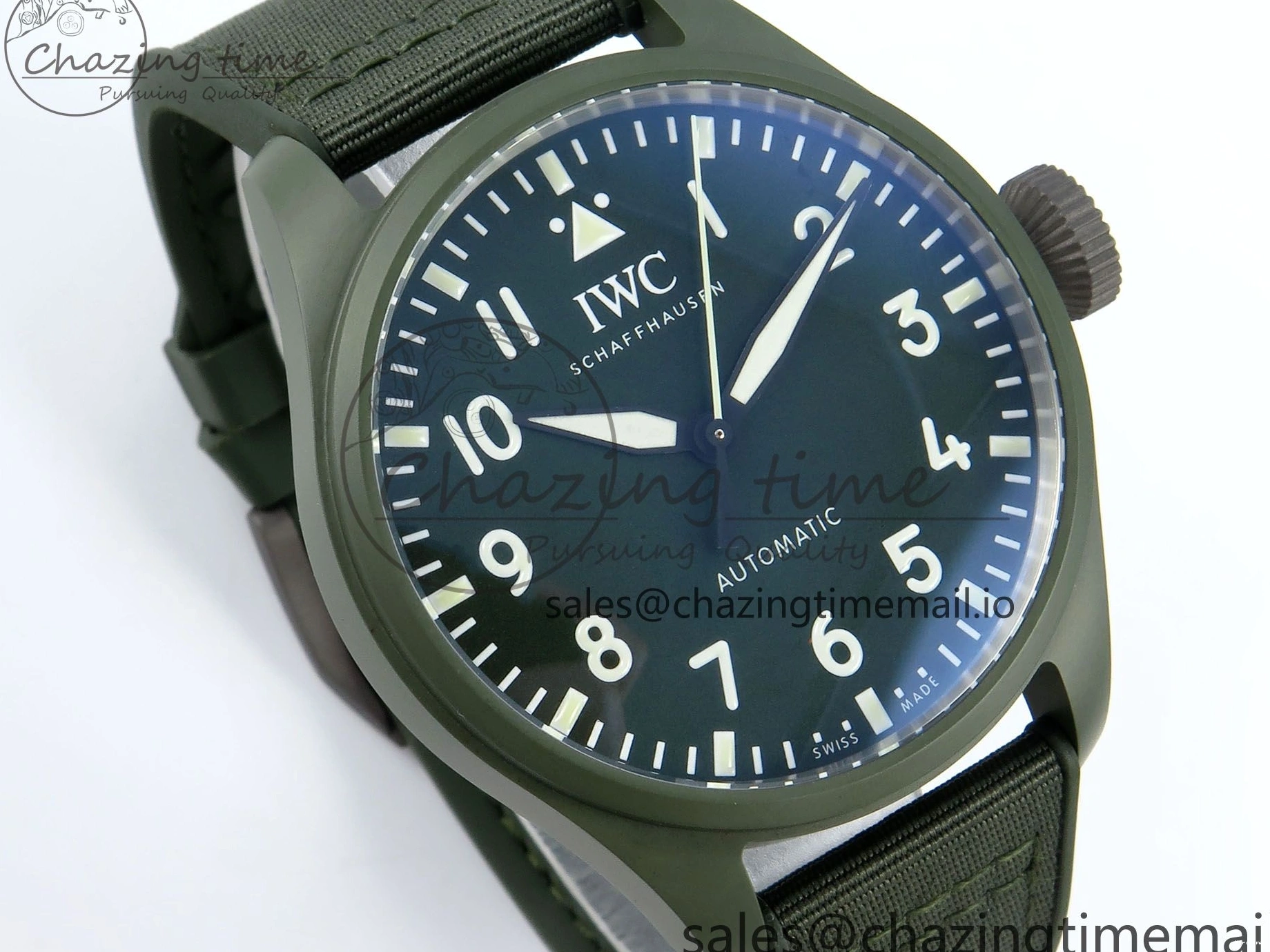 MIROTIME 0117 Big Pilot IW329802 M+F 1:1 Best Edition Green Dial on Green Nylon Strap MY Unique 7002